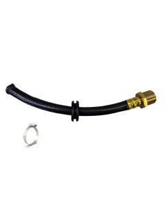 Hose Connection to Pump Hose w/GEAR CLAMP, Barb to M8 Brass Male Thread - 7" Output Hose